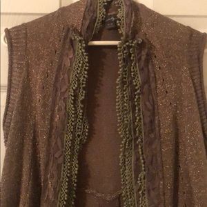 Lace Trimmed Shiny Vest